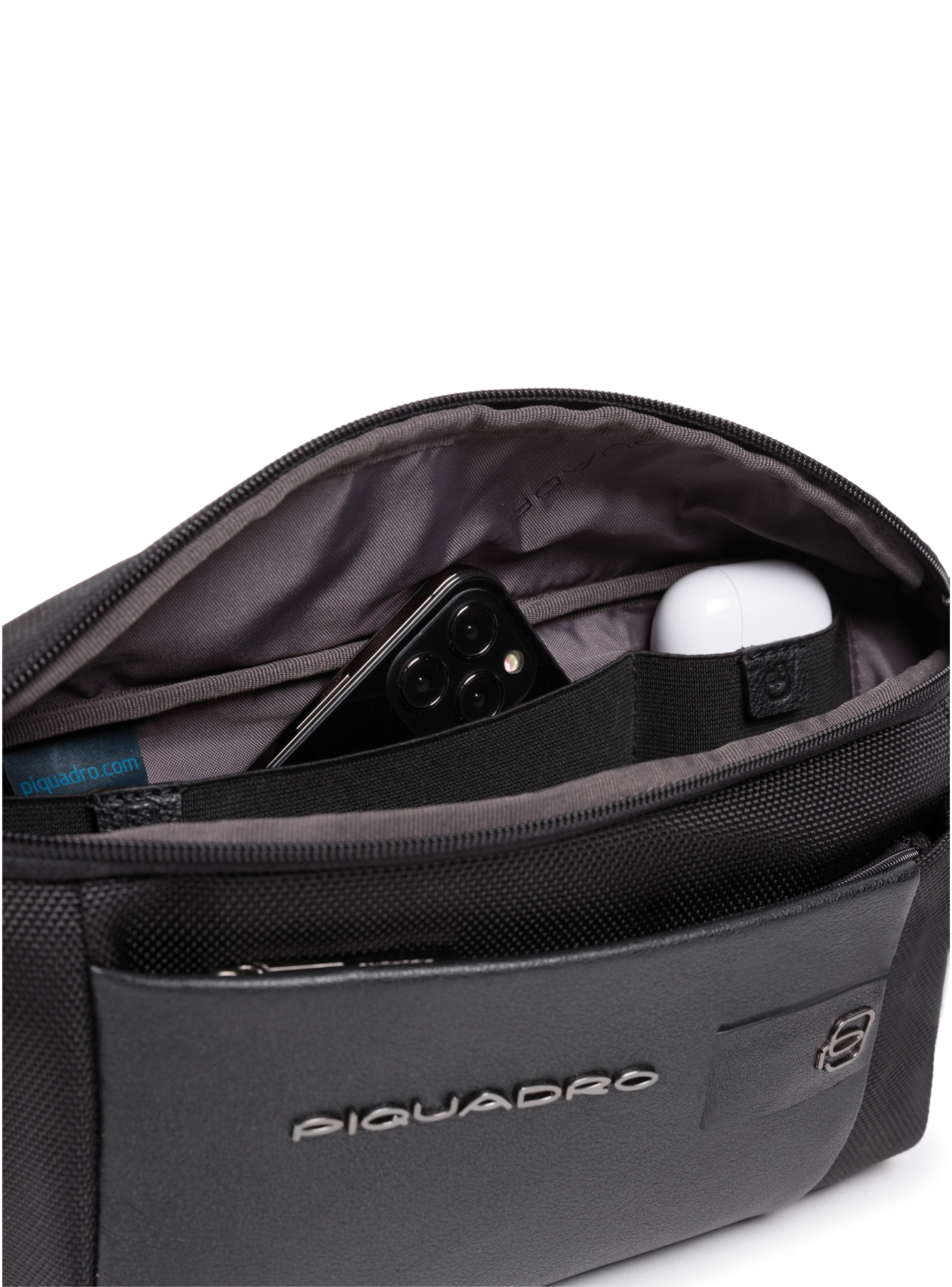 Piquadro Bum bag in recycled fabric and leather w/Pocket for Earbuds